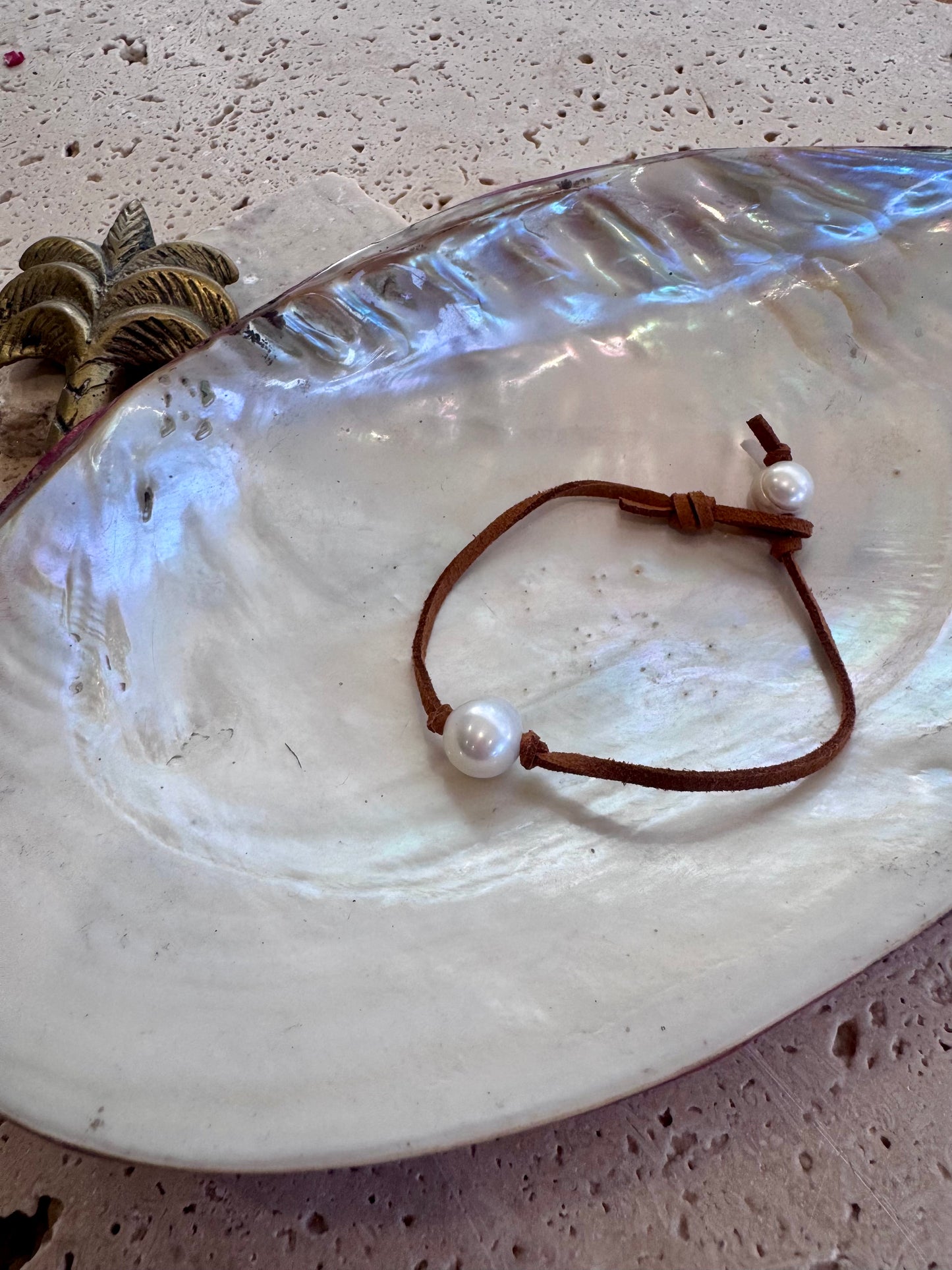 Pearls + Leather Bracelet