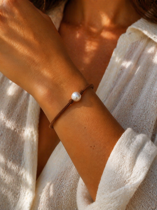 Pearls + Leather Bracelet