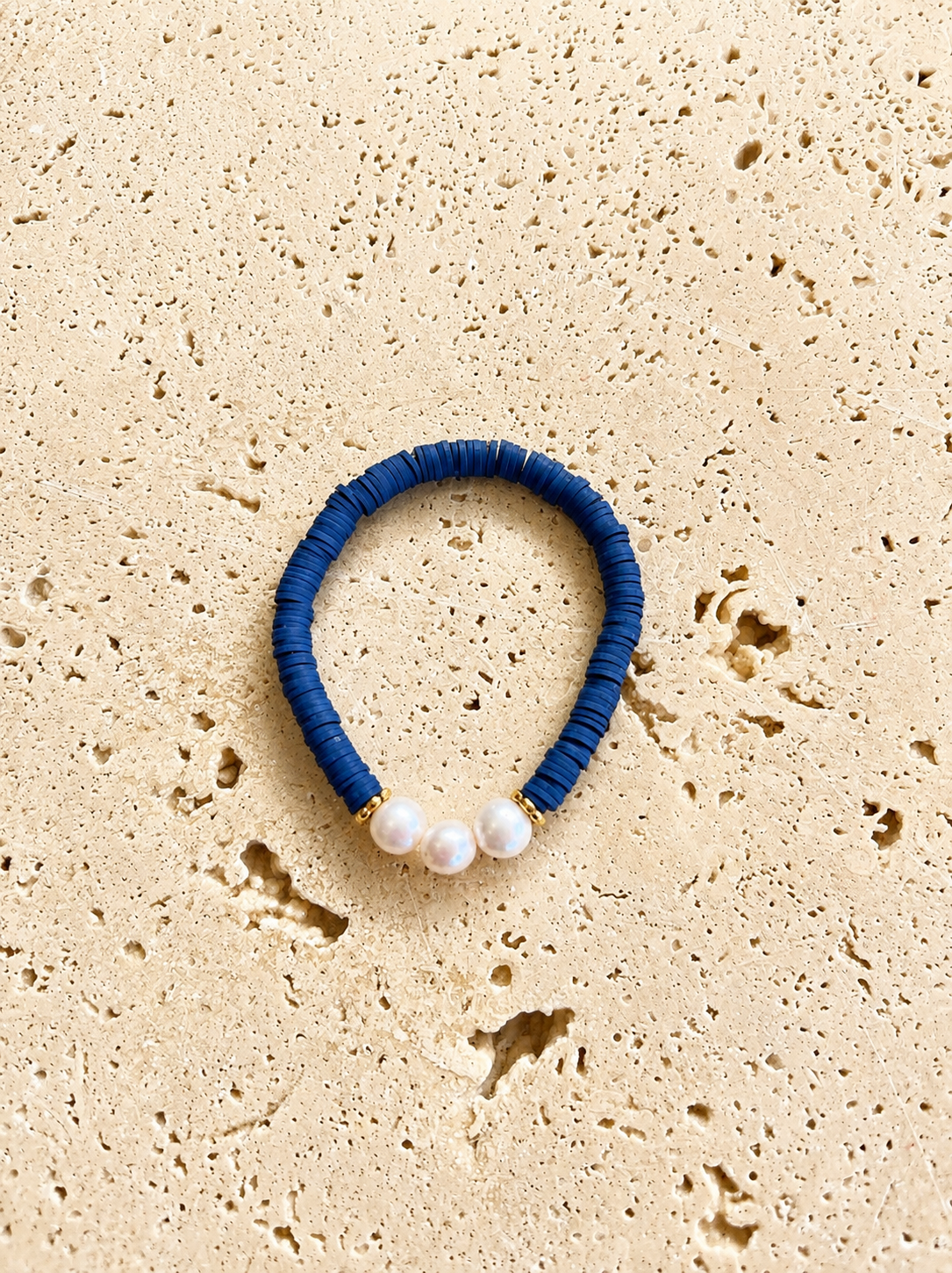 Navy Pearl Heishi Bracelet